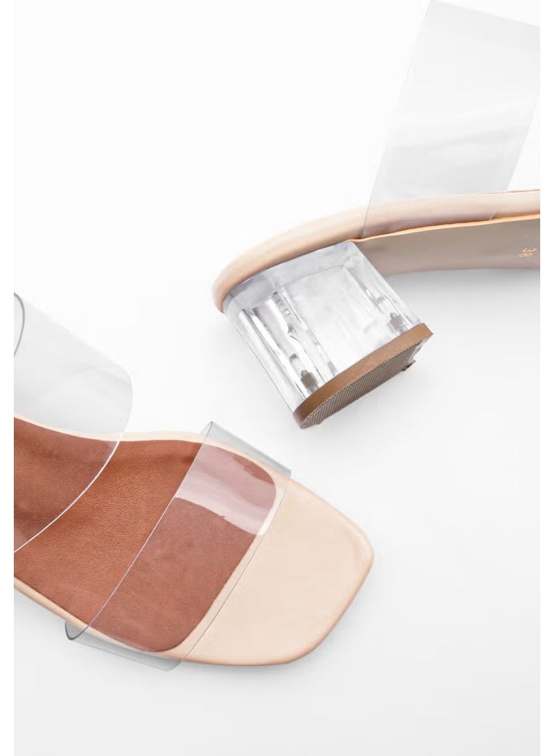 MARJIN Women's Transparent Banded Transparent Heeled Slippers Yesva - Image 3